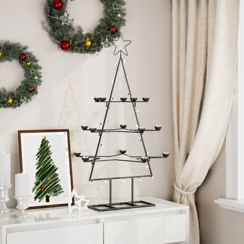 Albero di Natale Decorativo in Metallo Nero 105 cm