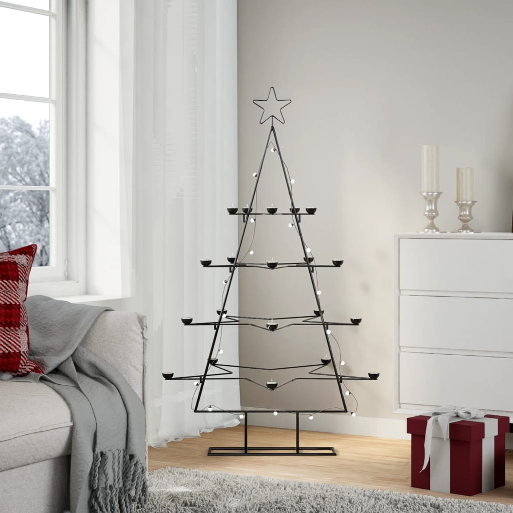 Albero di Natale Decorativo in Metallo Nero 140 cm - homemem39