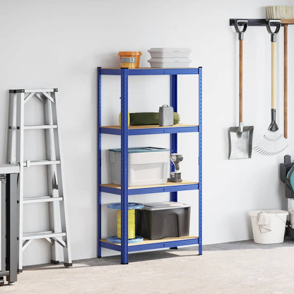 Mensola 4 Strati Blu in Acciaio e Legno Multistrato - homemem39
