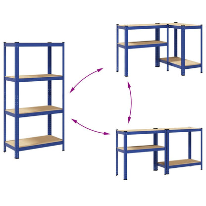 Mensola 4 Strati Blu in Acciaio e Legno Multistrato - homemem39