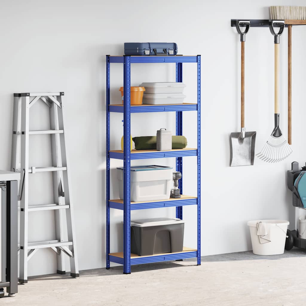 Mensola 5 Strati Blu in Acciaio e Legno Multistrato - homemem39