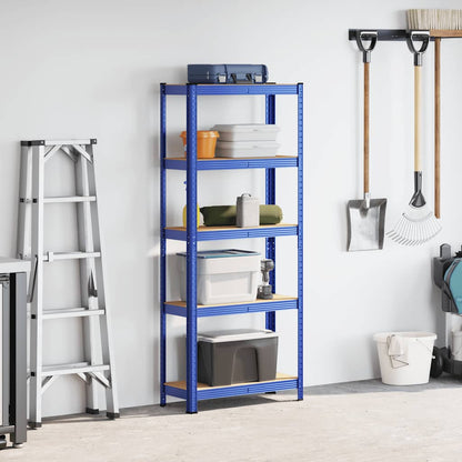 Mensola 5 Strati Blu in Acciaio e Legno Multistrato - homemem39