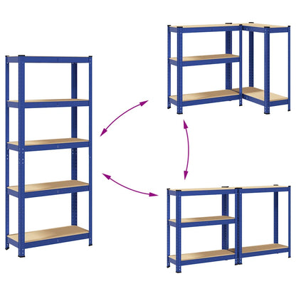 Mensola 5 Strati Blu in Acciaio e Legno Multistrato - homemem39