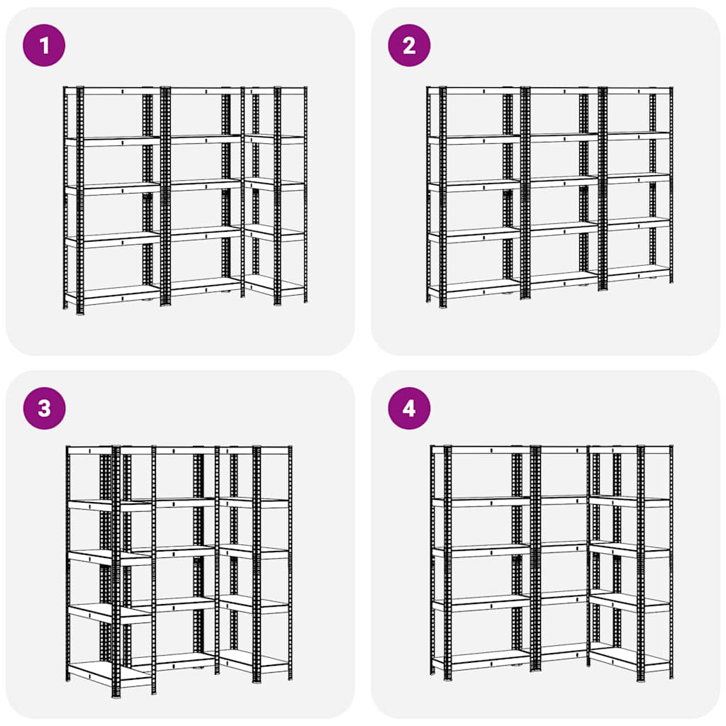 Mensole Portaoggetti 5 Strati 3pz Blu Acciaio Legno Multistrato - homemem39