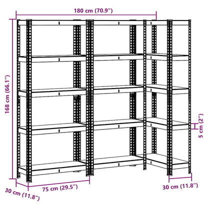 Mensole Portaoggetti 5 Strati 3pz Blu Acciaio Legno Multistrato - homemem39