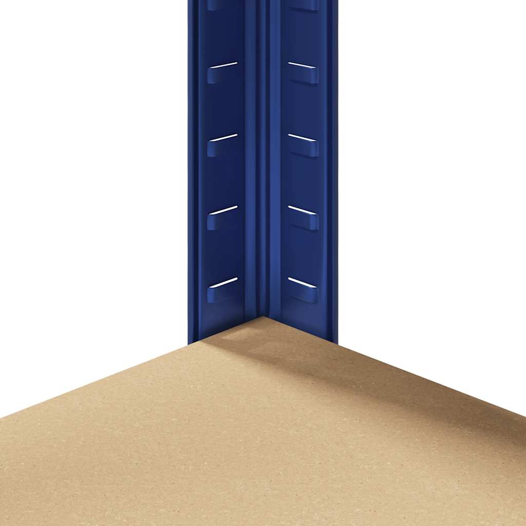 Mensola Angolare 5 Strati Blu in Acciaio e Legno Multistrato - homemem39