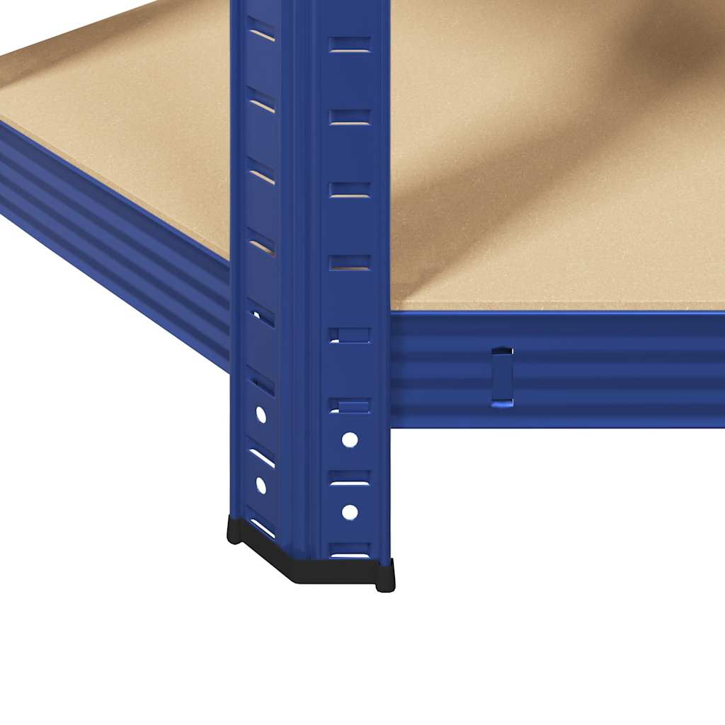 Mensola Angolare 5 Strati Blu in Acciaio e Legno Multistrato - homemem39