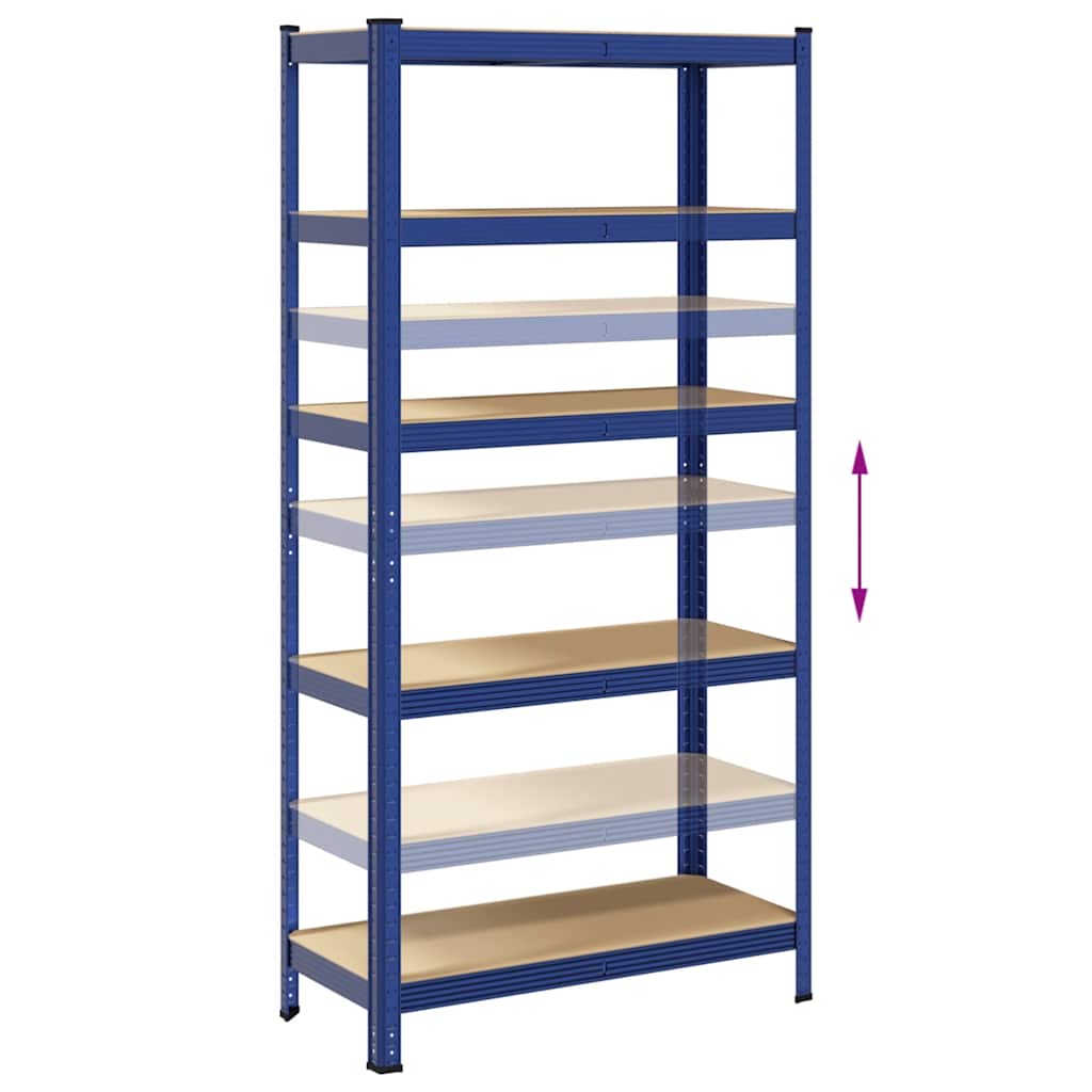 Mensola 5 Strati Blu in Acciaio e Legno Multistrato - homemem39