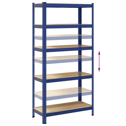 Mensola 5 Strati Blu in Acciaio e Legno Multistrato - homemem39