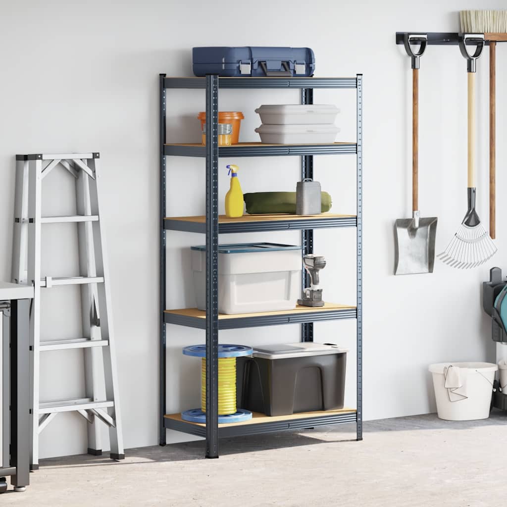 Scaffale Resistente 5Strati Antracite Acciaio&Legno Multistrato - homemem39