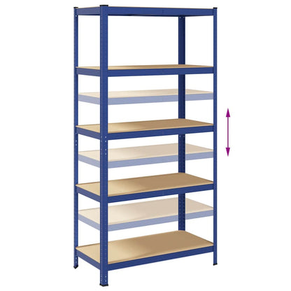 Mensola 5 Strati Blu in Acciaio e Legno Multistrato - homemem39