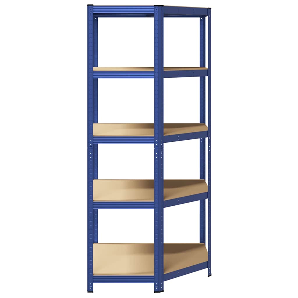 Mensola Angolare 5 Strati Blu in Acciaio e Legno Multistrato - homemem39