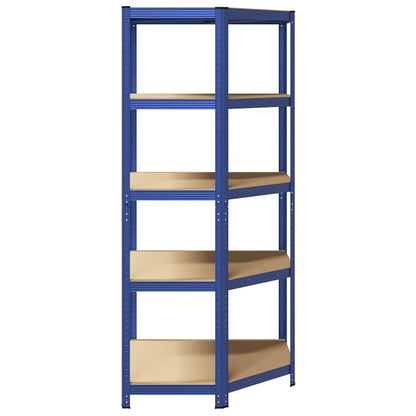 Mensola Angolare 5 Strati Blu in Acciaio e Legno Multistrato - homemem39