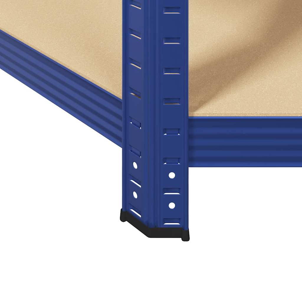 Mensola Angolare 5 Strati Blu in Acciaio e Legno Multistrato - homemem39