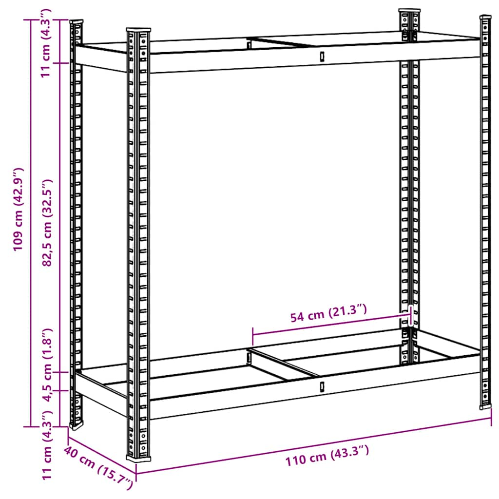 Ripiano per Pneumatici a 2 Strati Argento 110x40x109 cm Acciaio