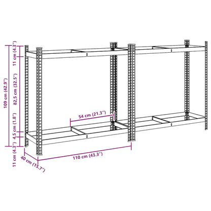 Ripiani Pneumatici a 2 Strati 2 pz Argento 110x40x109cm Acciaio - homemem39