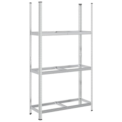 Ripiano per Pneumatici a 3 Strati Argento 110x40x200 cm Acciaio - homemem39