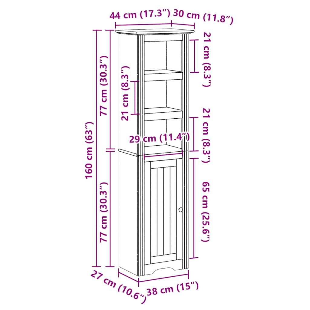 Mobile da Bagno BODO Bianco 44x30x160 cm | homemem39