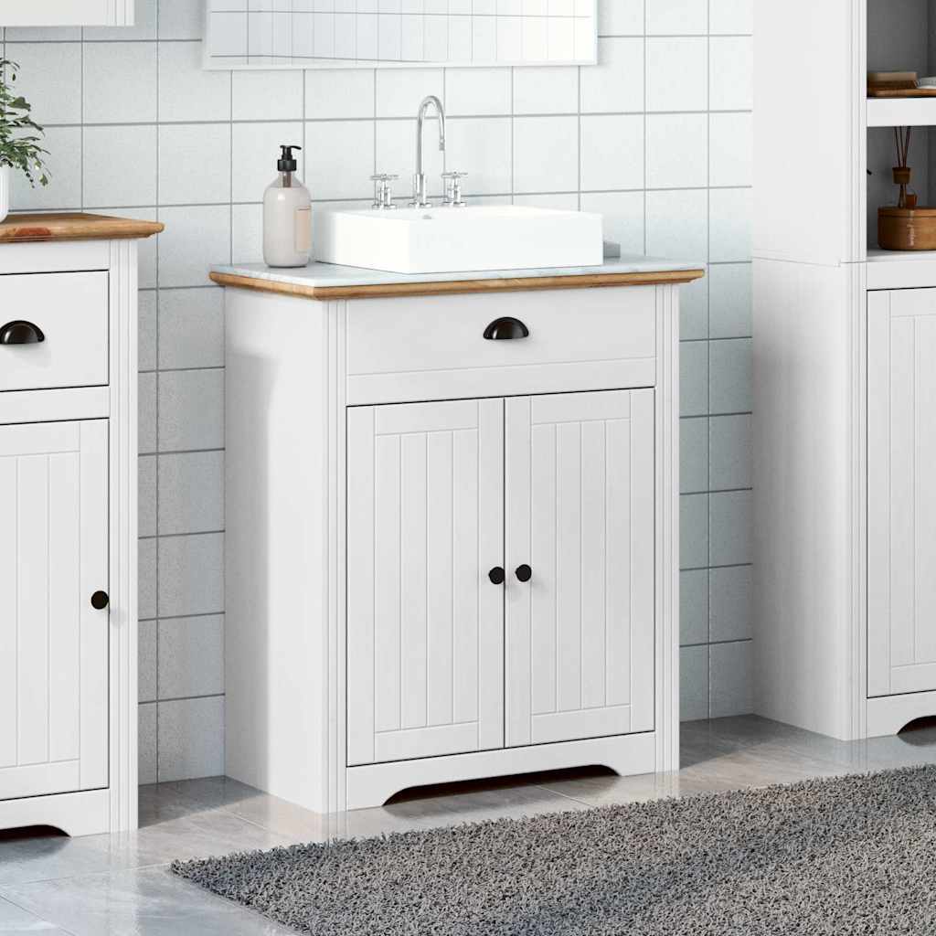 Mobile Lavabo da Bagno BODO Bianco e Marrone 70x35x80 cm | homemem39