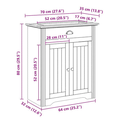 Mobile Lavabo da Bagno BODO Bianco e Marrone 70x35x80 cm | homemem39