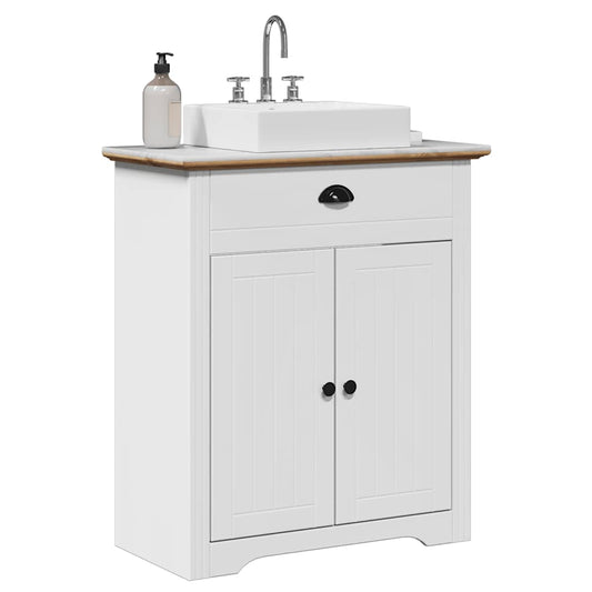 Mobile Lavabo da Bagno BODO Bianco e Marrone 70x35x80 cm | homemem39