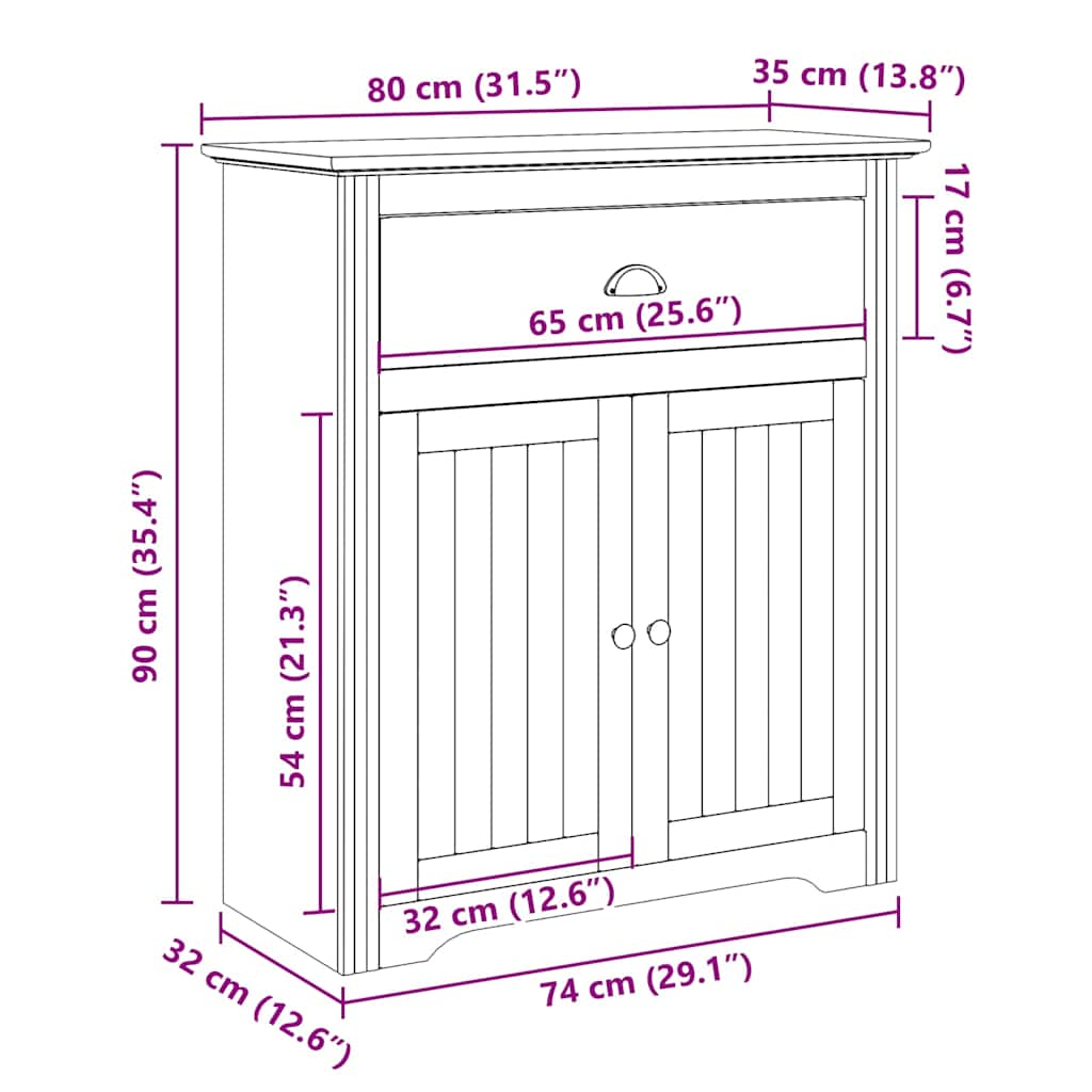 Armadio da Ingresso BODO Bianco e Marrone 80x35x90 cm