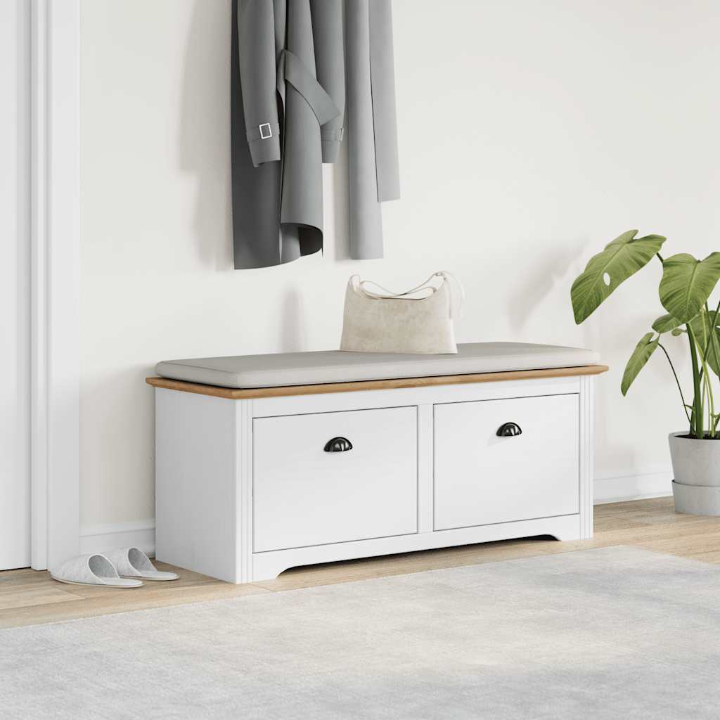 Panca da Ingresso BODO Bianca e Marrone 114x40x45 cm | homemem39