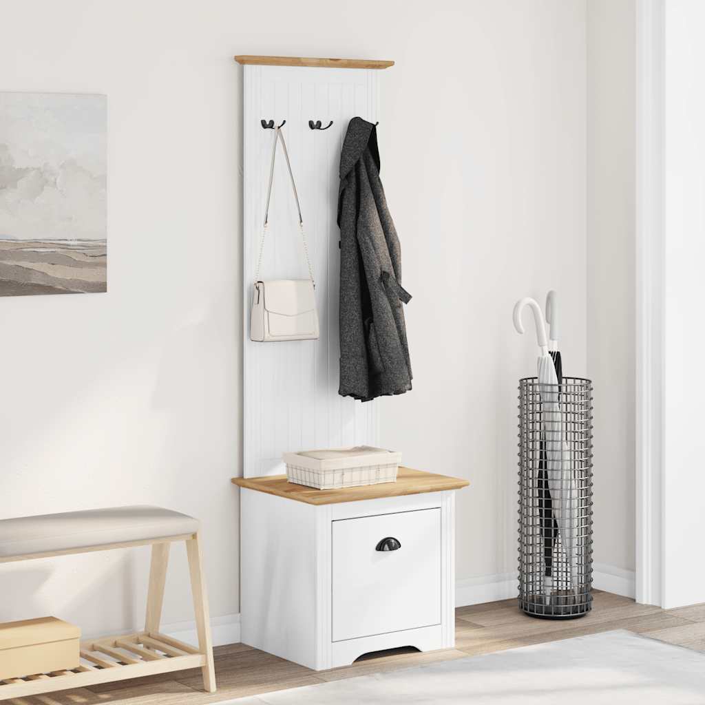 Mobile da Ingresso con Ganci BODO Bianco e Marrone 50x40x157 cm | homemem39