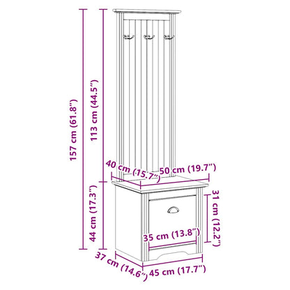 Mobiletto da Ingresso con Ganci BODO Grigio 50x40x157 cm | homemem39