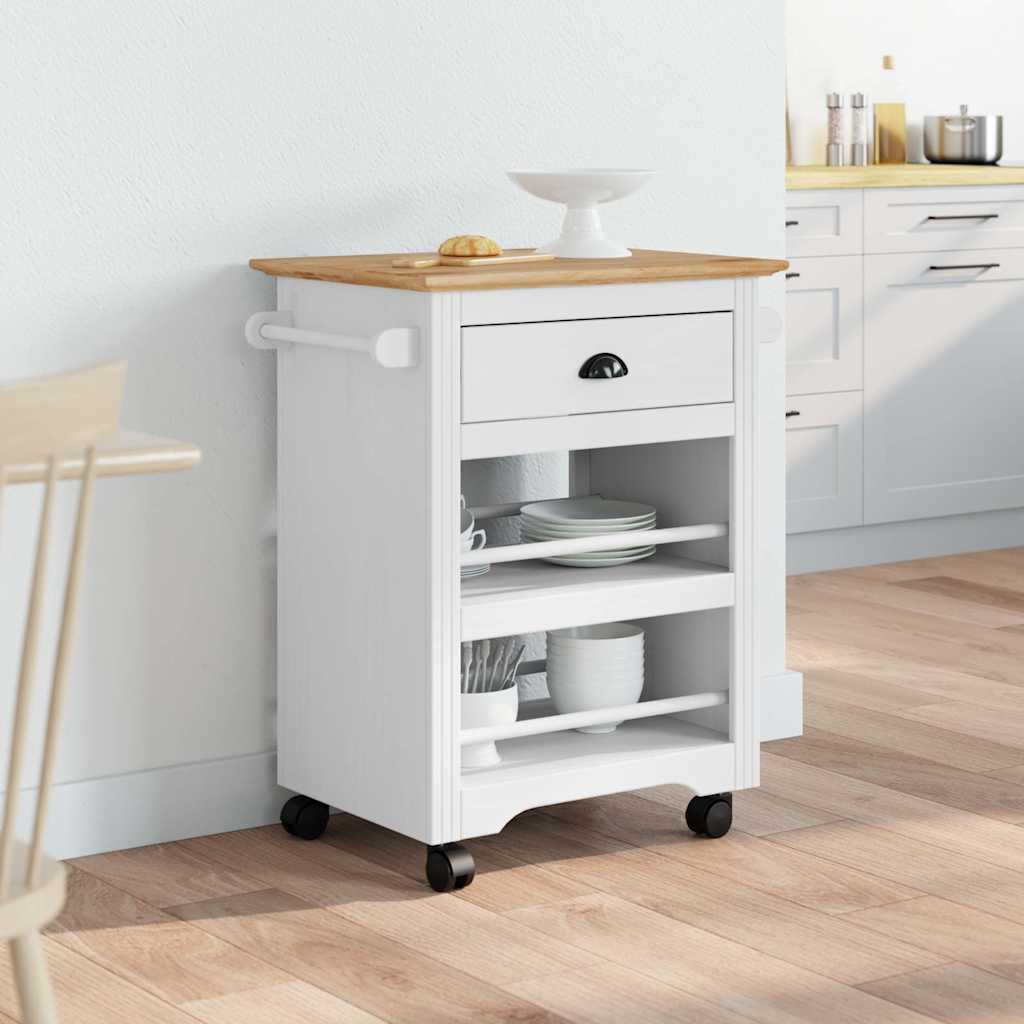 Carrello da Cucina BODO Bianco e Marrone 67,5x45x80 cm