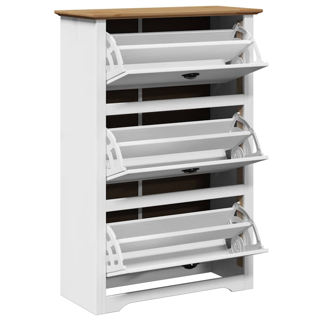 Scarpiera BODO Bianca e Marrone 80x35x118 cm - homemem39