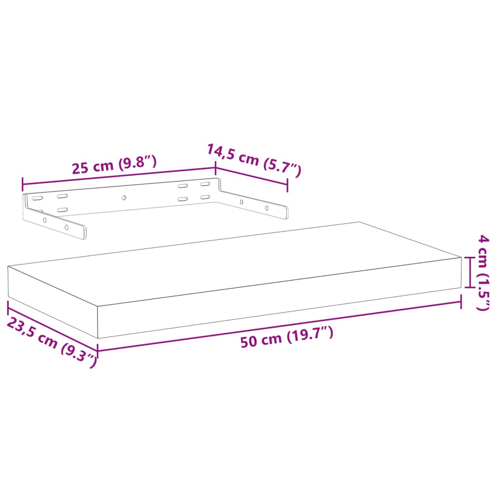 Mensola Pensile 50x23,5x4 cm in Truciolato | homemem39