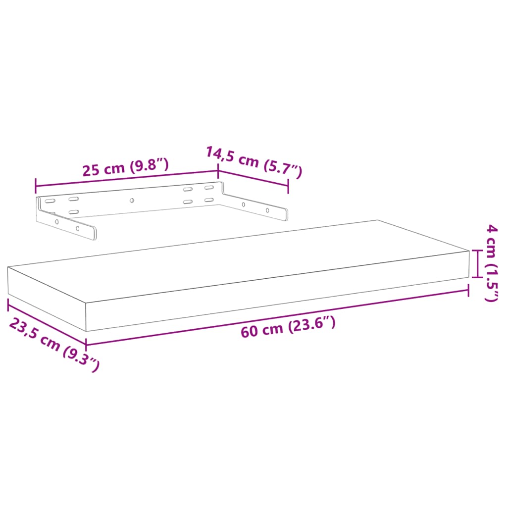 Mensola Pensile 60x23,5x4 cm in Truciolato | homemem39
