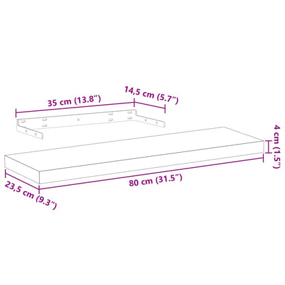 Mensole Pensili 4 pz 80x23,5x4 cm in Truciolato | homemem39