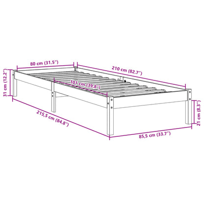Letto Extra Lungo senza Materasso 80x200 cm in Legno di Pino | homemem39