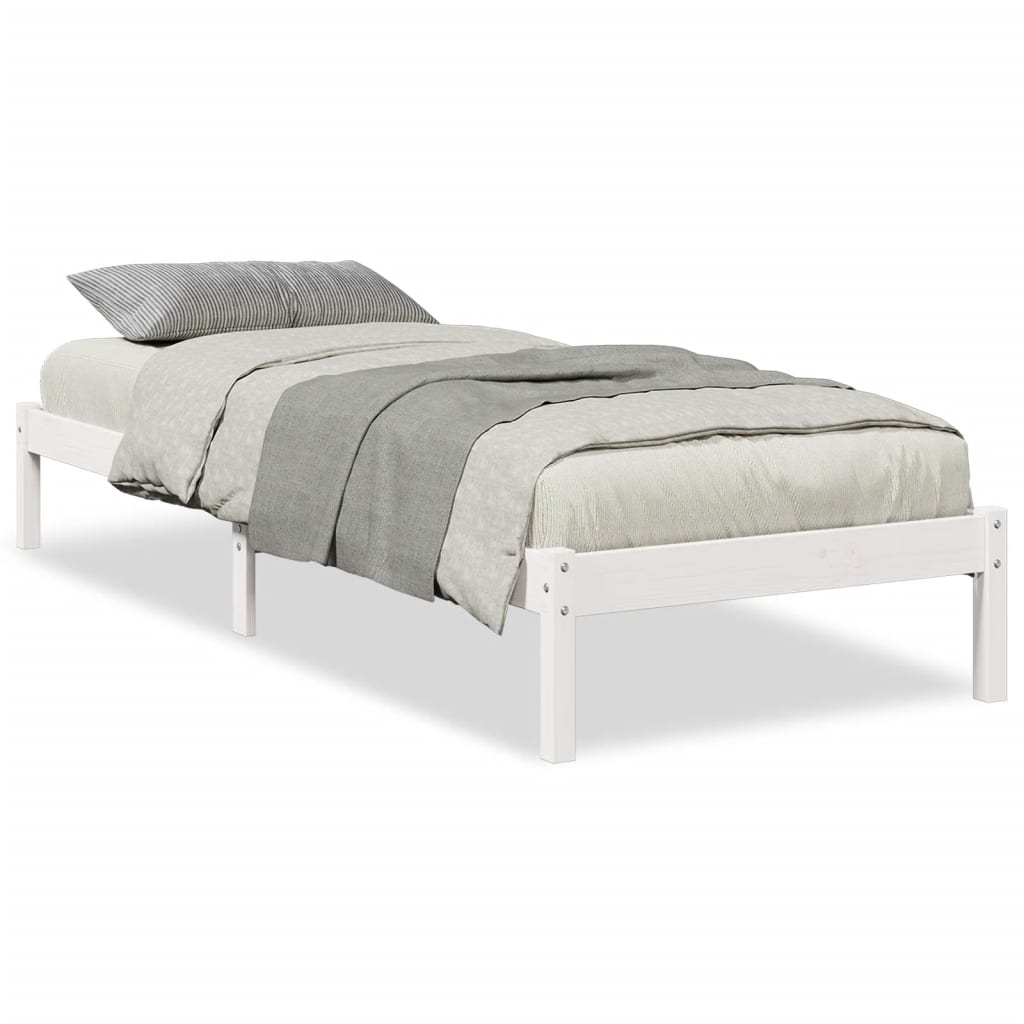 Letto Extra Lungo senza Materasso Bianco 90x210 cm in Pino - homemem39