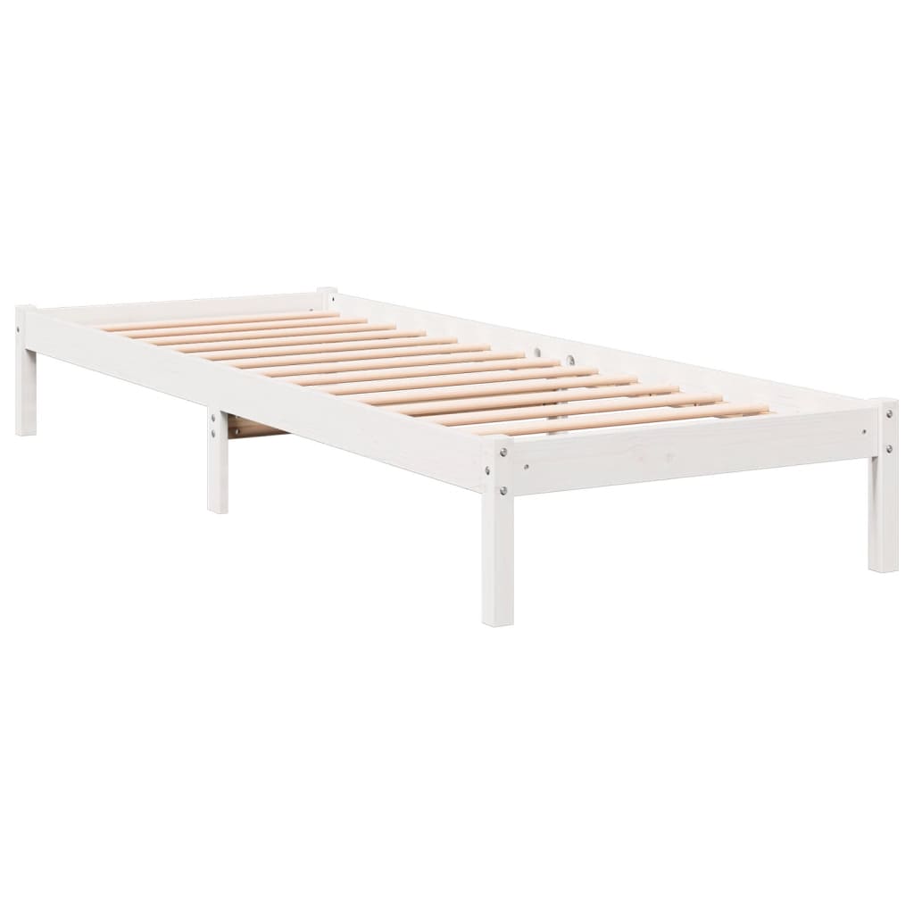 Letto Extra Lungo senza Materasso Bianco 90x210 cm in Pino - homemem39