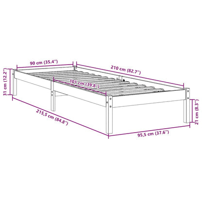 Letto Extra Lungo senza Materasso Bianco 90x210 cm in Pino | homemem39