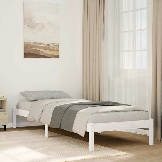 Letto Extra Lungo senza Materasso Bianco 90x210 cm in Pino