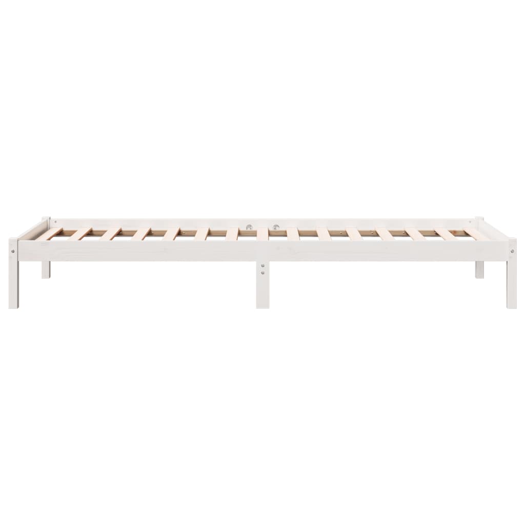 Letto Extra Lungo senza Materasso Bianco 100x210 cm in Pino - homemem39