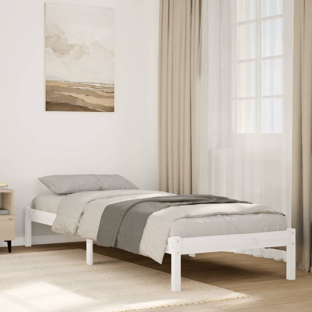 Letto Extra Lungo senza Materasso Bianco 100x210 cm in Pino - homemem39