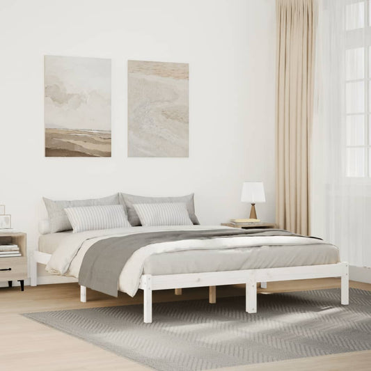 Letto Extra Lungo senza Materasso Bianco 180x200 cm in Pino | homemem39