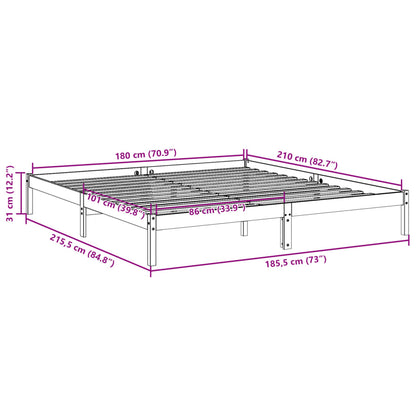 Letto Extra Lungo senza Materasso 180x210 cm in Legno di Pino | homemem39