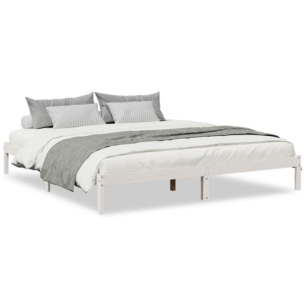 Letto Extra Lungo senza Materasso Bianco 180x210 cm in Pino - homemem39