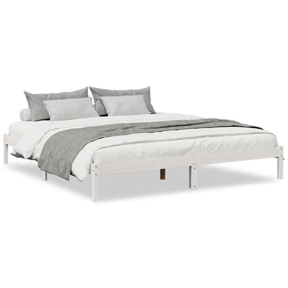 Letto Extra Lungo senza Materasso Bianco 180x210 cm in Pino - homemem39