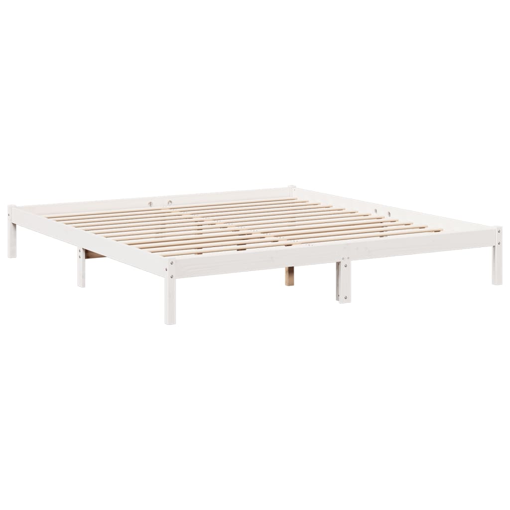 Letto Extra Lungo senza Materasso Bianco 180x210 cm in Pino - homemem39