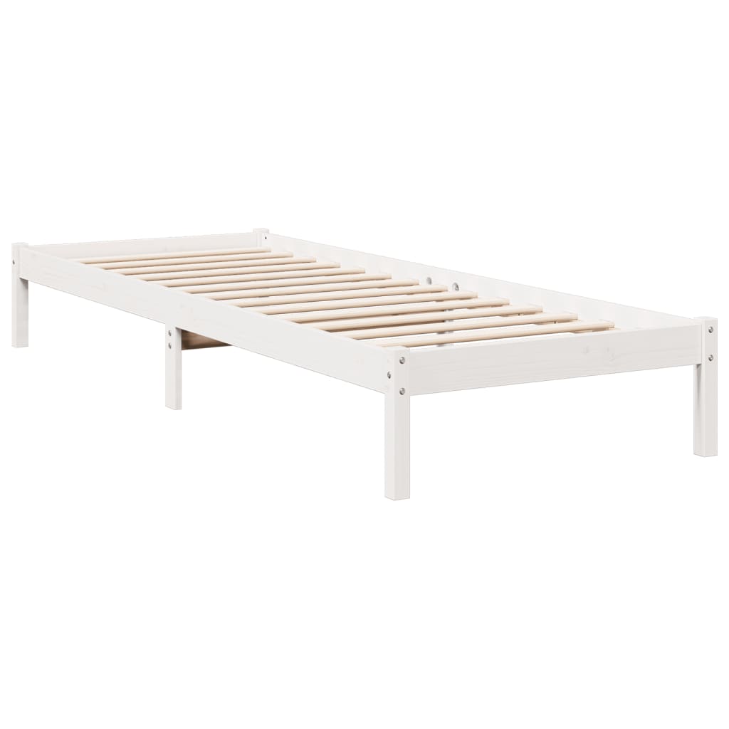 Letto Extra Lungo senza Materasso Bianco 80x220 cm in Pino - homemem39