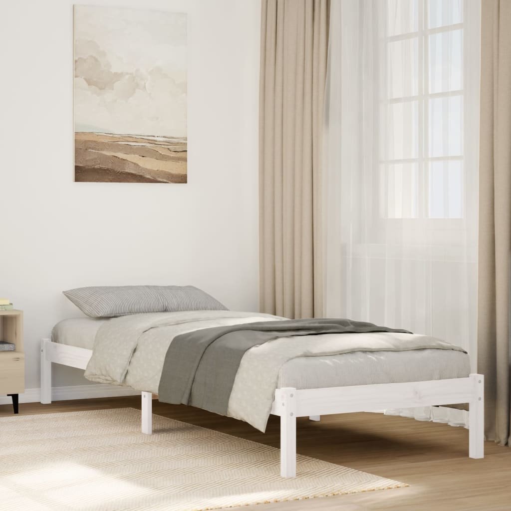 Letto Extra Lungo senza Materasso Bianco 80x220 cm in Pino - homemem39