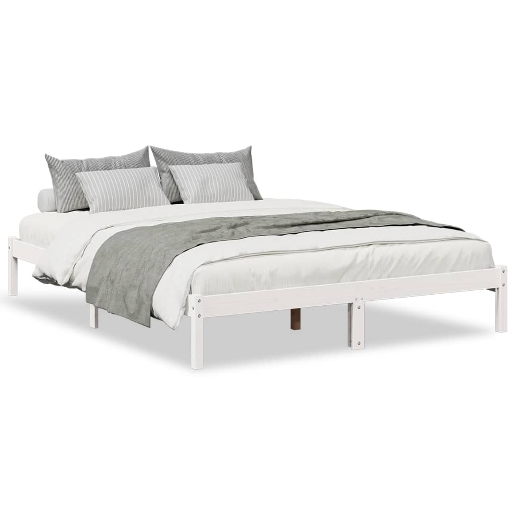 Letto Extra Lungo senza Materasso Bianco 140x220 cm in Pino | homemem39