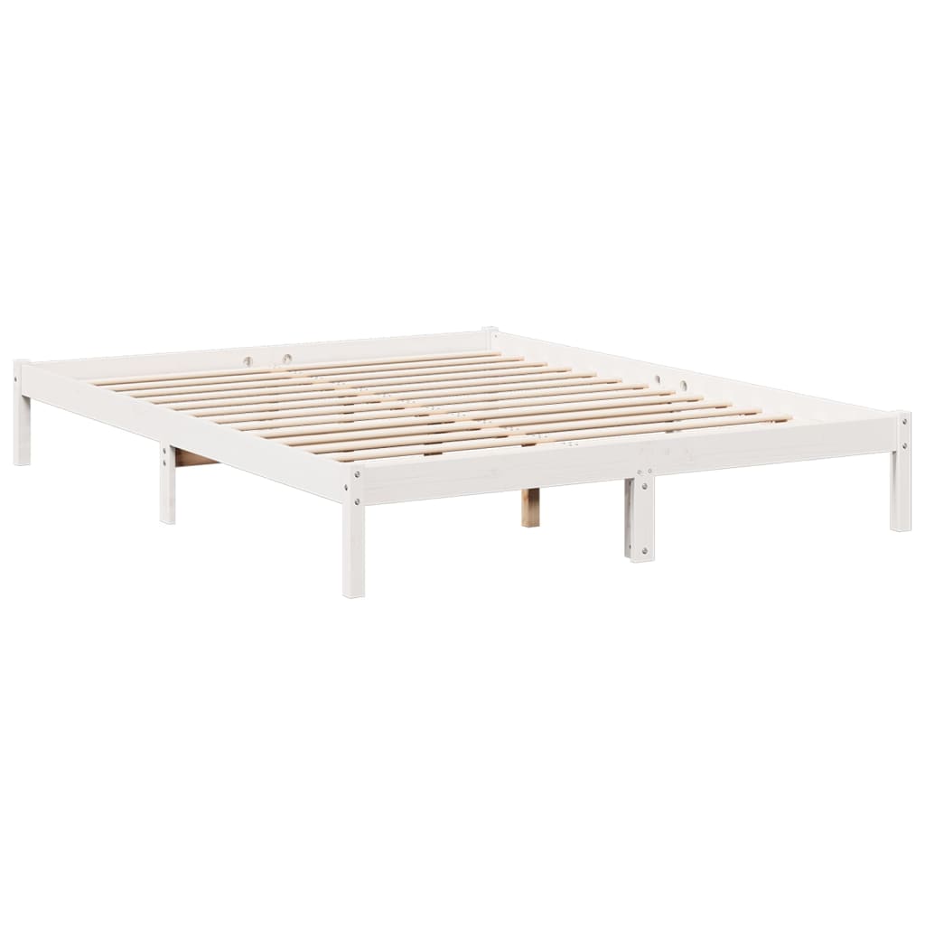 Letto Extra Lungo senza Materasso Bianco 140x220 cm in Pino - homemem39